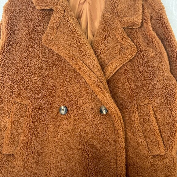 Gap Women's Sherpa Teddy Jacket Aragan Oil Brown Fall Neutral Fuzzy Gilmore Girl - Picture 13 of 15